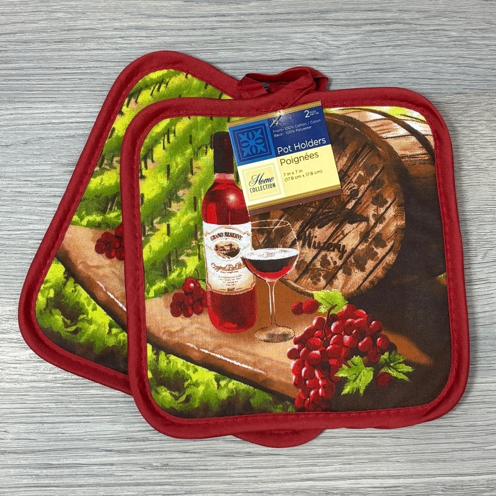 Wine Themed Oven Mitts & Pot Holders NEW - Picture 3 of 3